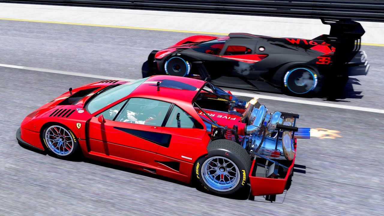 5 Rotor Big Turbo Ferrari F40 Crazy Power vs Bugatti Bolide GTR at Special Stage Route X
