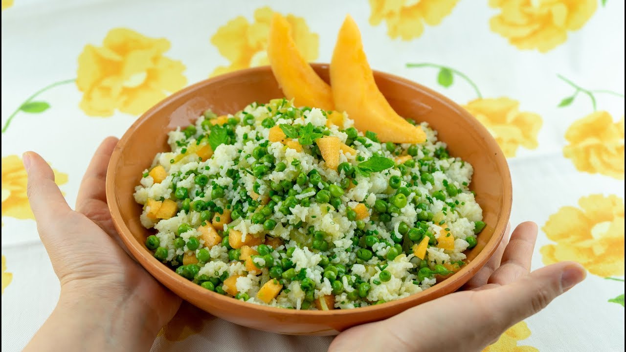 Insalata di Riso Basmati🍚Piselli e Melone💚🧡 Fresca, Veloce, Leggera, Estiva || Ricetta Vegetariana🌱