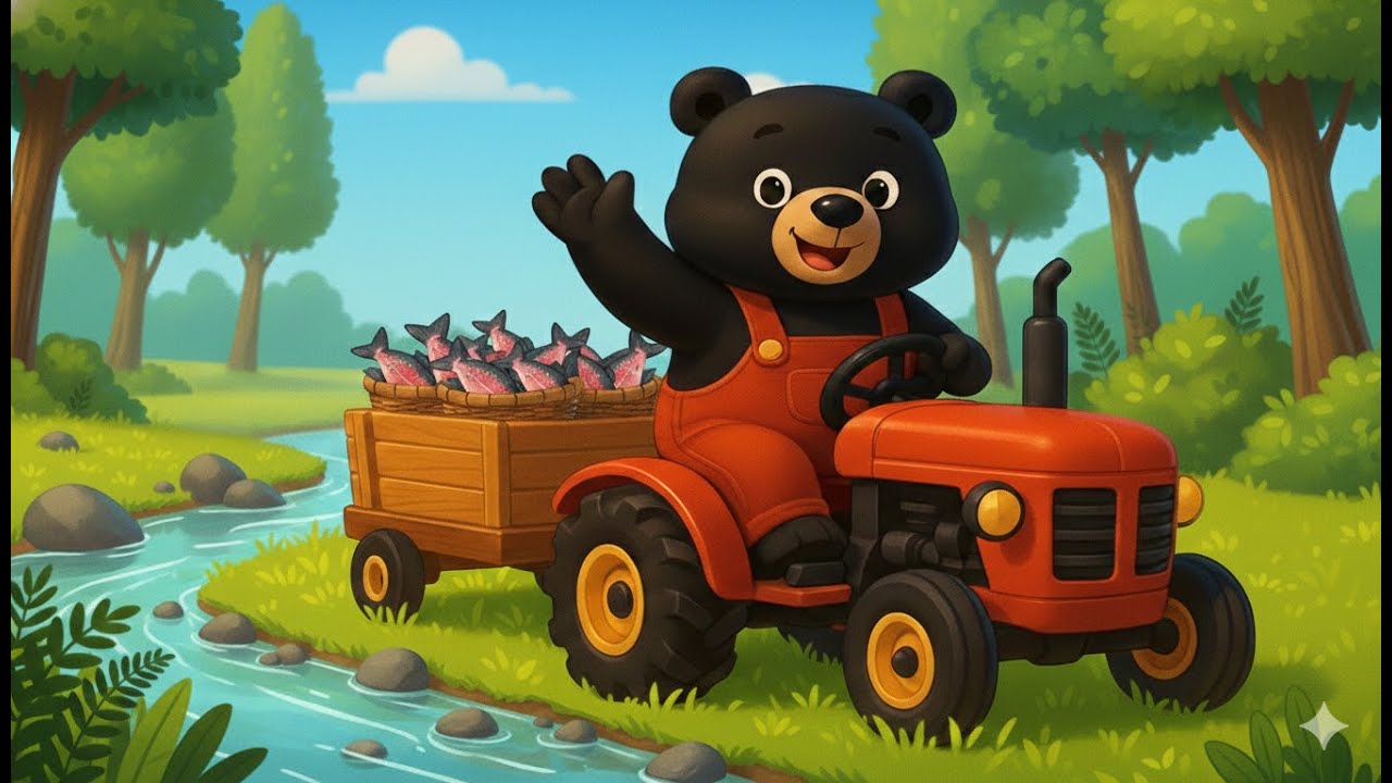 Fresh Salmon Lunch at the Forest Stream! Bear Farmer&rsquo;s Fishing Adventure 🐻🌲🐟| Vehicles Farm Animated