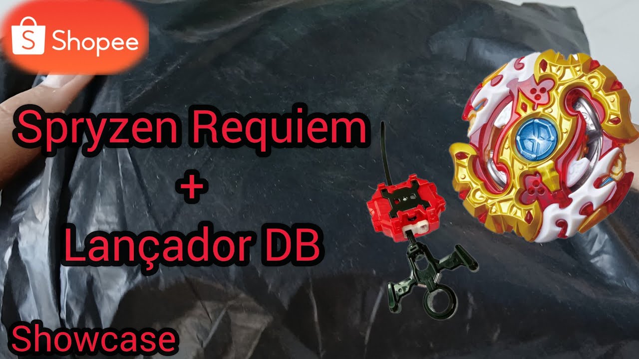 UMBOXING DO MEU NOVO BEYBLADE SPRYZEN REQUIEM COM LANÇADOR + LANÇADOR DB DA SHOPEE!!(link).