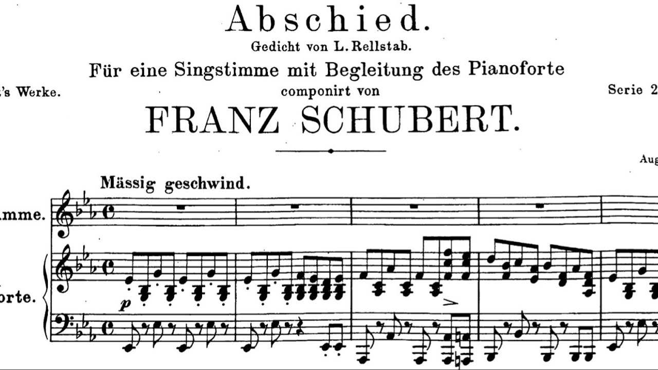 Abschied (E-flat Major), Franz Schubert, Piano Accompaniment.