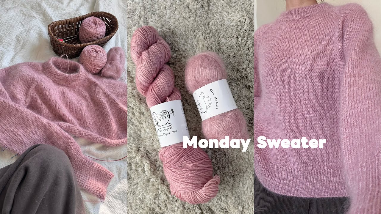 knitting - Monday Sweater & Pressed Flowers Kerchief / 화려한 색상으로 베이직한 스웨터를 뜨기 / 절친를 위한 선물（sub）