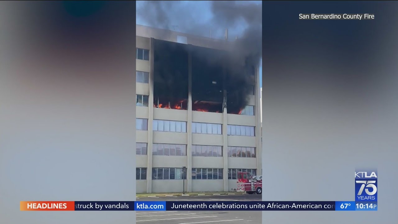 Commercial building burns in San Bernardino