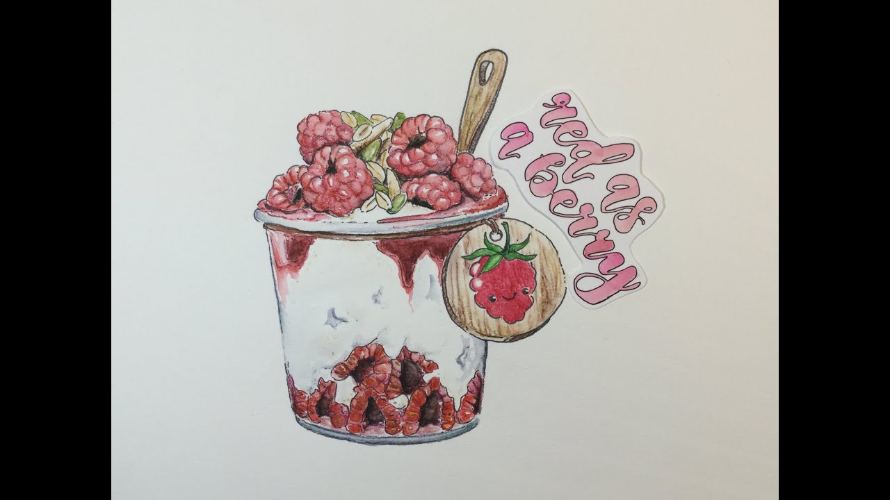 Kyoodoz Presents How To Draw Kawaii (かわいい | 可愛い) Raspberry Greek Yogurt | (Step by Step Easy)