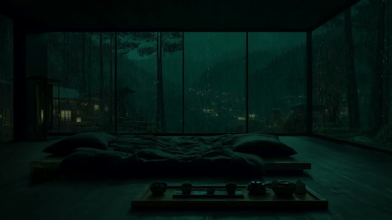 Best Sleep Rain Sounds 🌧️| Dark Bedroom & Tranquil Garden Night for Calm Sleep