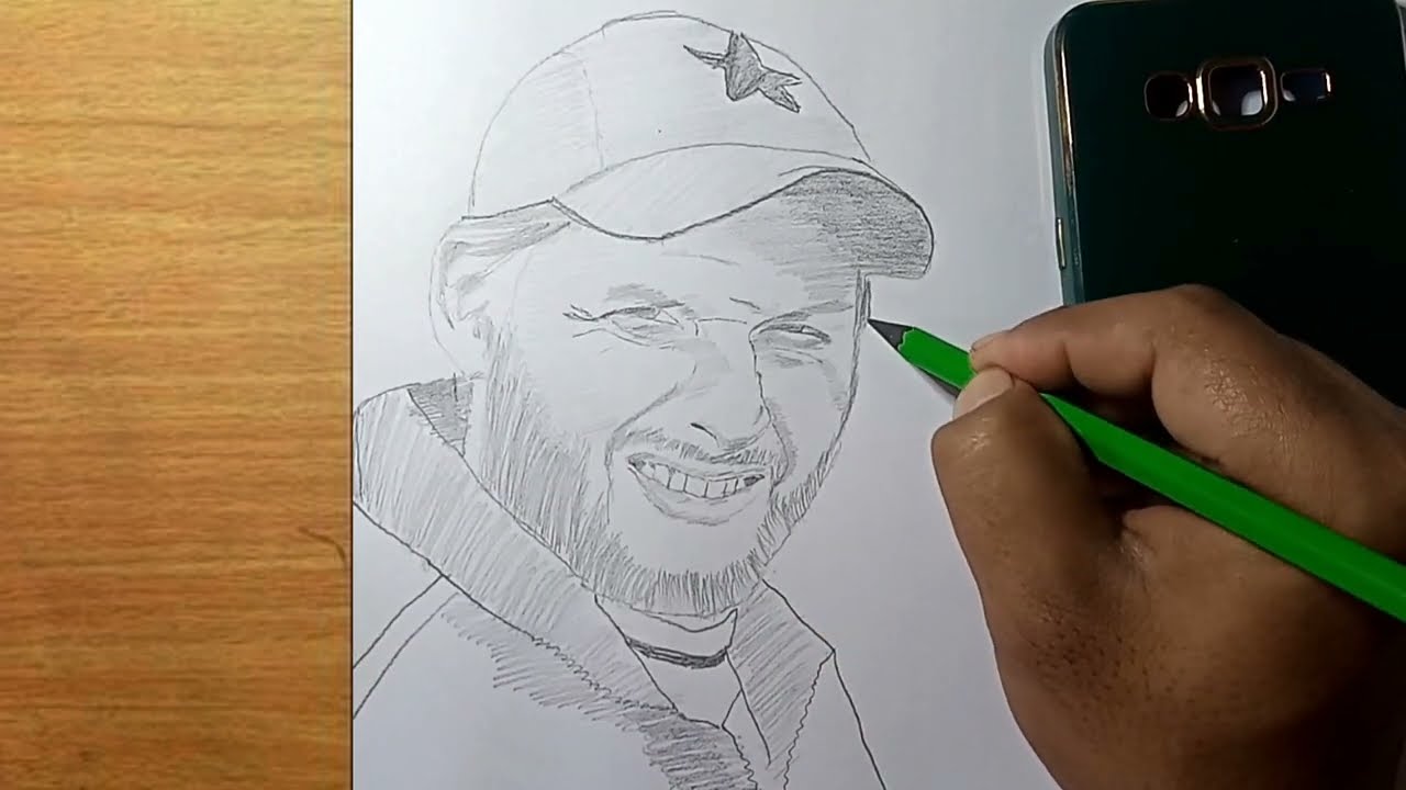 How to Draw Shahid Afridi Sketch | full tutorial step by step