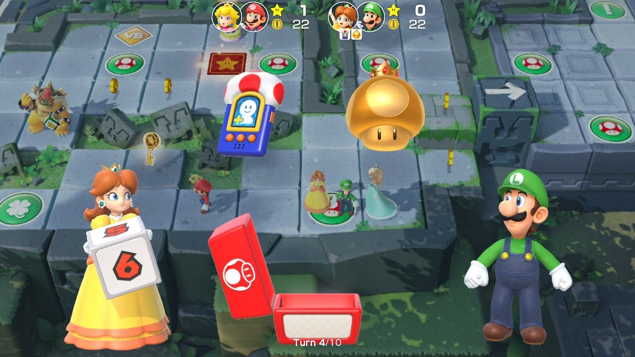 Super Mario Party Partner Party Domino Ruins Treasure Hunt Daisy Luigi Vs Peach Mario