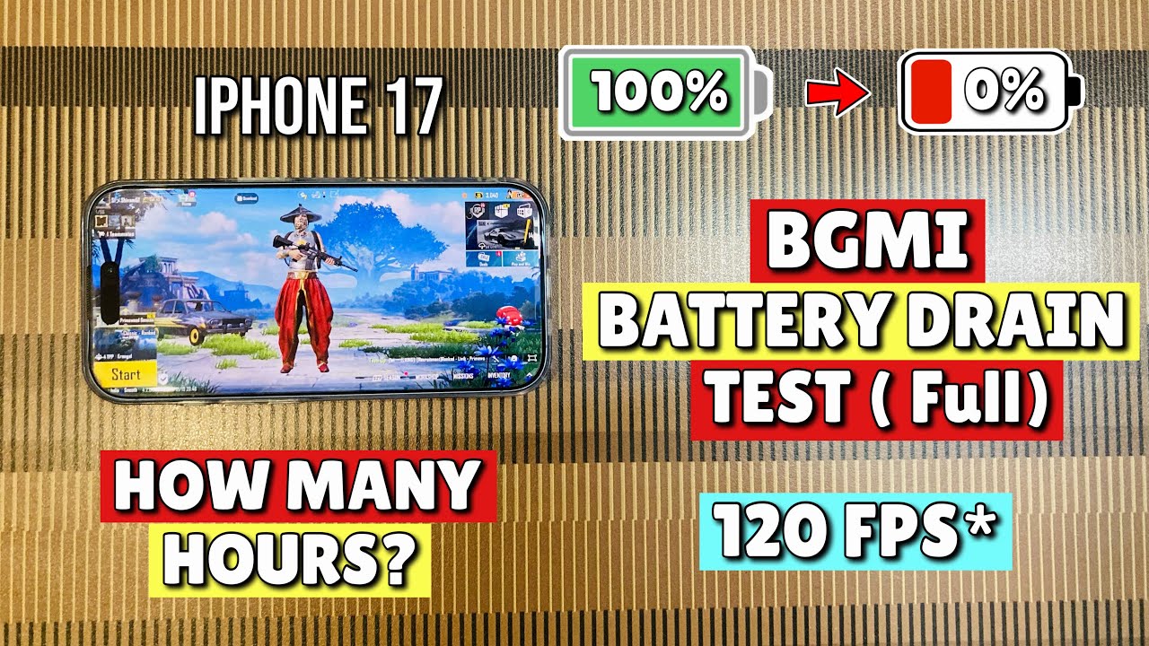iPhone 17 BGMI (120 Fps) Battery Drain Test🔥|100 To 0