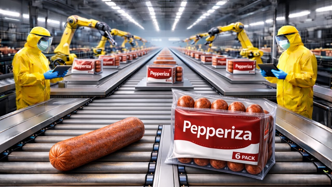 High-Tech Food Factory: Inside Sausage Production Line Tour - Full Process