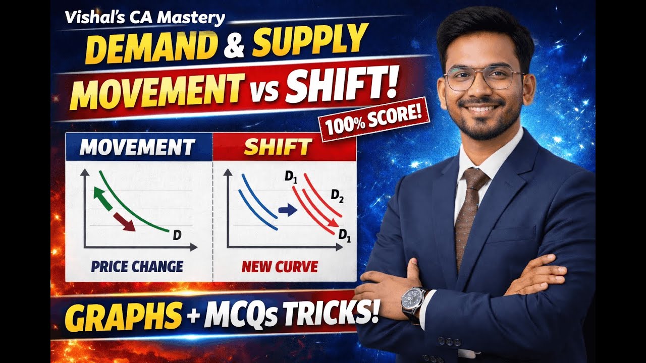 CA Foundation Economics  | Demand & Supply | Movement vs Shift in Demand (Graphs + MCQs)
