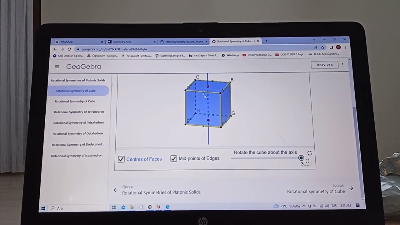 Platonik Cisimlerde Dönme Eksenleri