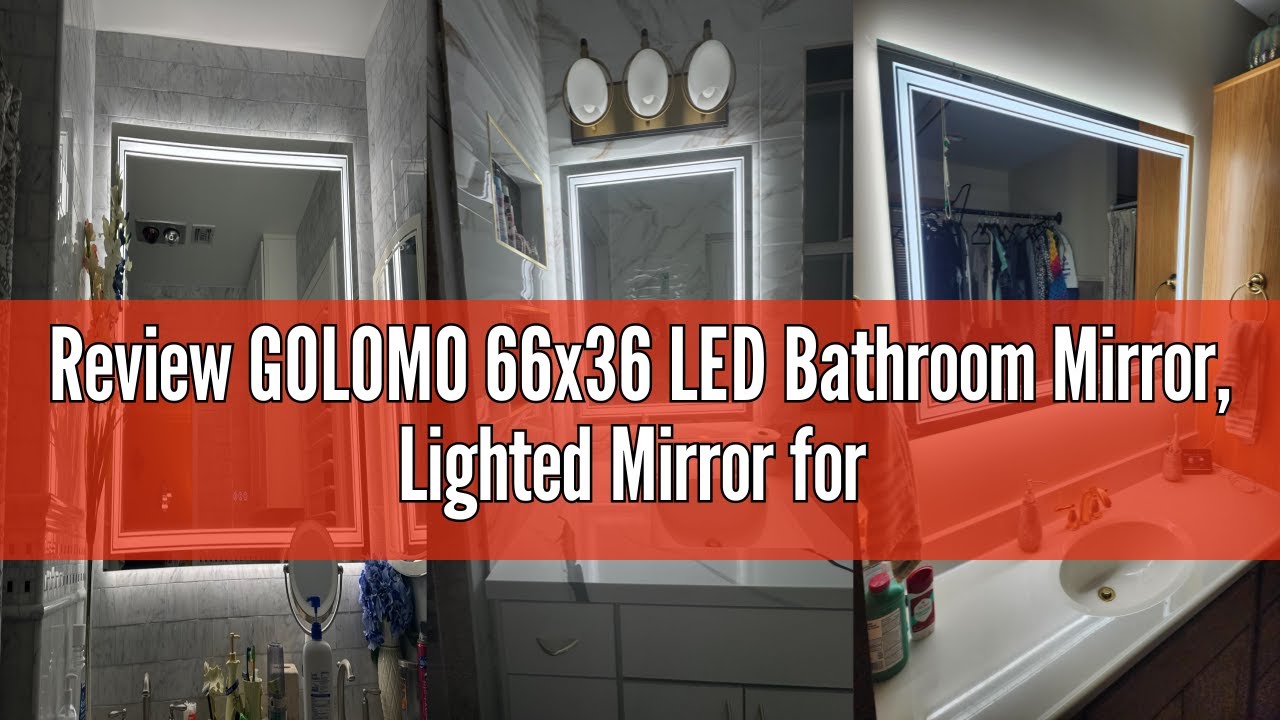 Review GOLOMO 66x36 LED Bathroom Mirror, Lighted Mirror for Bathroom Wall, Backlit and Front lit, Di
