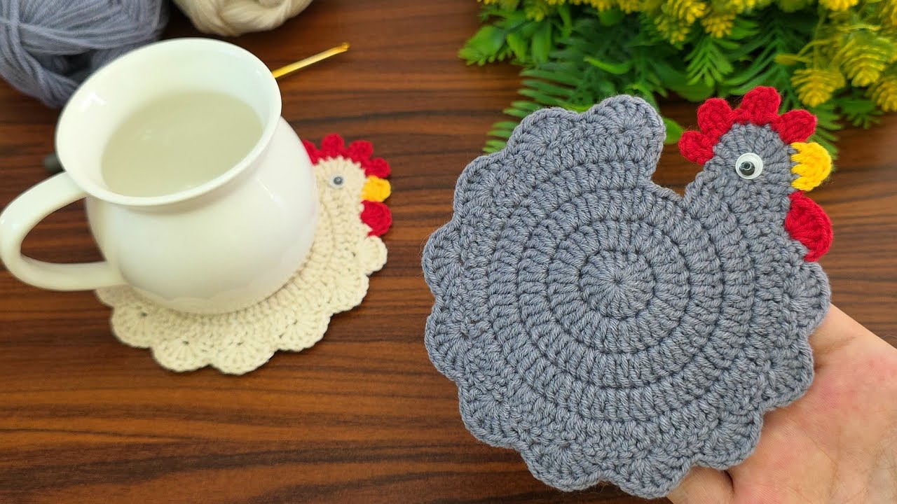 How to Make a Cute Chicken Coaster.Easy Crochet Project.How to? | Step by Step Instructions #crochet