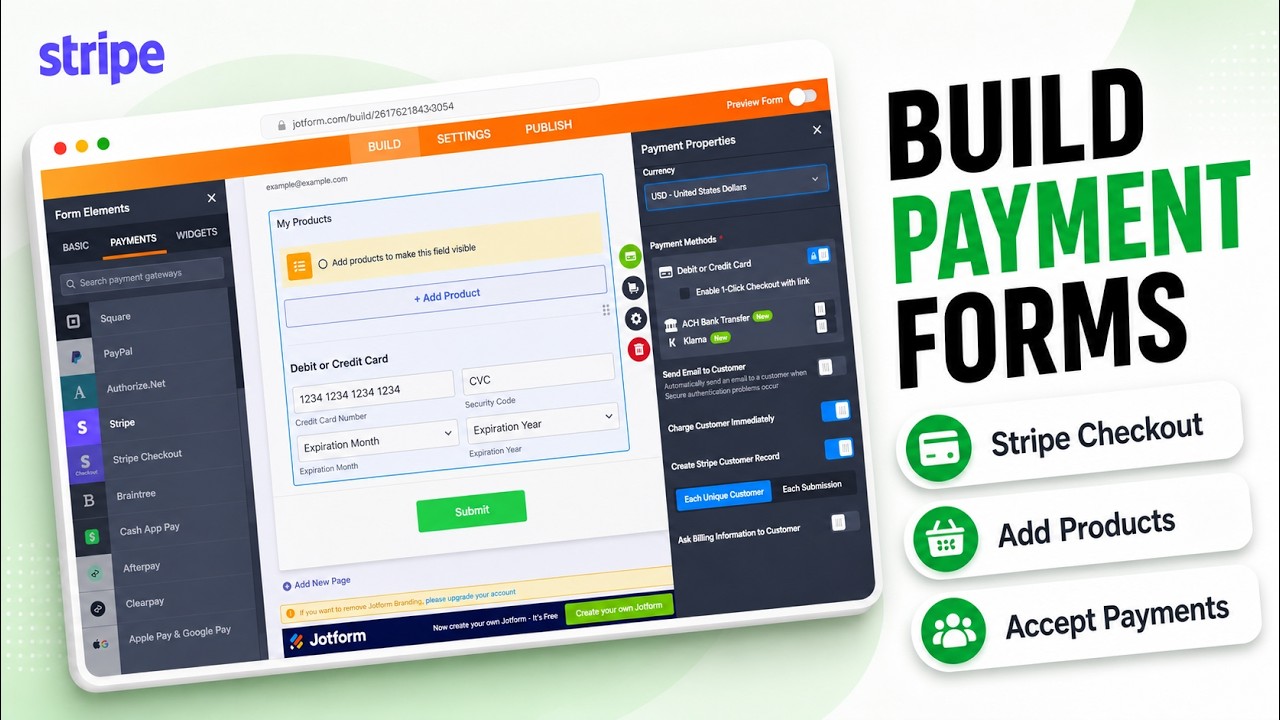 How to Use Jotform to Create a Stripe Order Form (2026 Form Checkout)