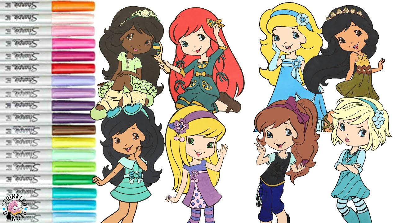 Strawberry Shortcake and Friends Makeover as Disney Princess Coloring Book Compilation Anna Elsa