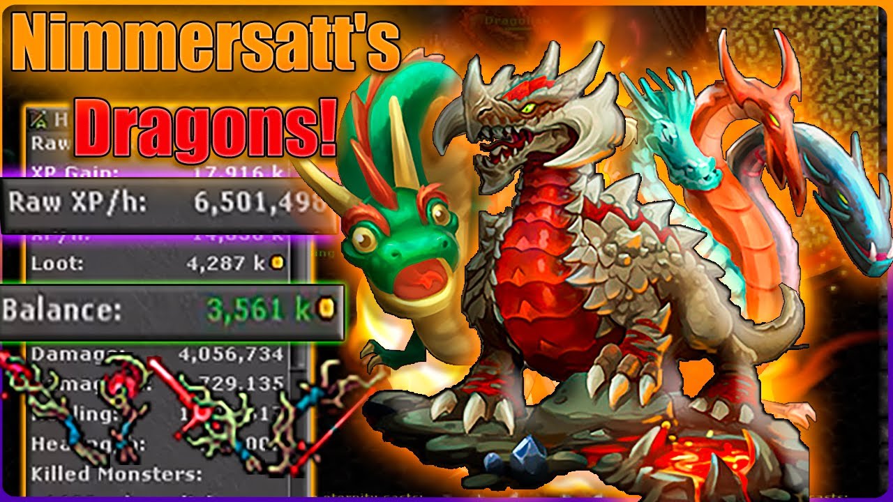 La MEJOR HUNT A 500! DRAGONES DE ZAO - Tibia hunt x4 Nimmersatt's Dragones