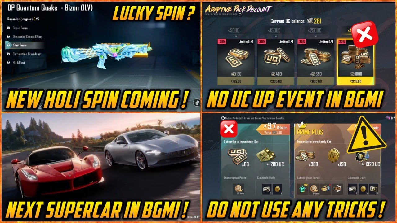 🔴 New HOLI Spin Coming With Upgradable PP19 Bizon in BGMI | Next Supercar BGMI | New Uc Event BGMI