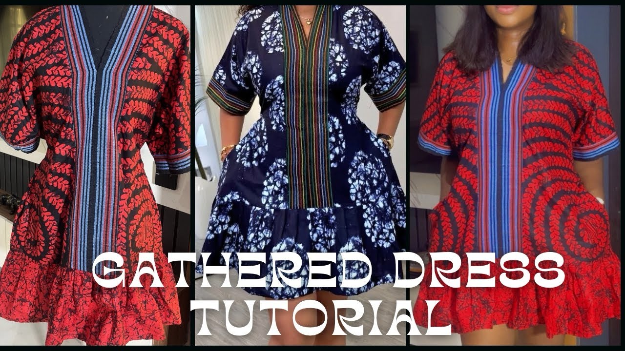 How To Sew a Snatched Waist Bubu Dress | Aso-Oke Built-Up Neckline + Gathered Hem Tutorial. #diy
