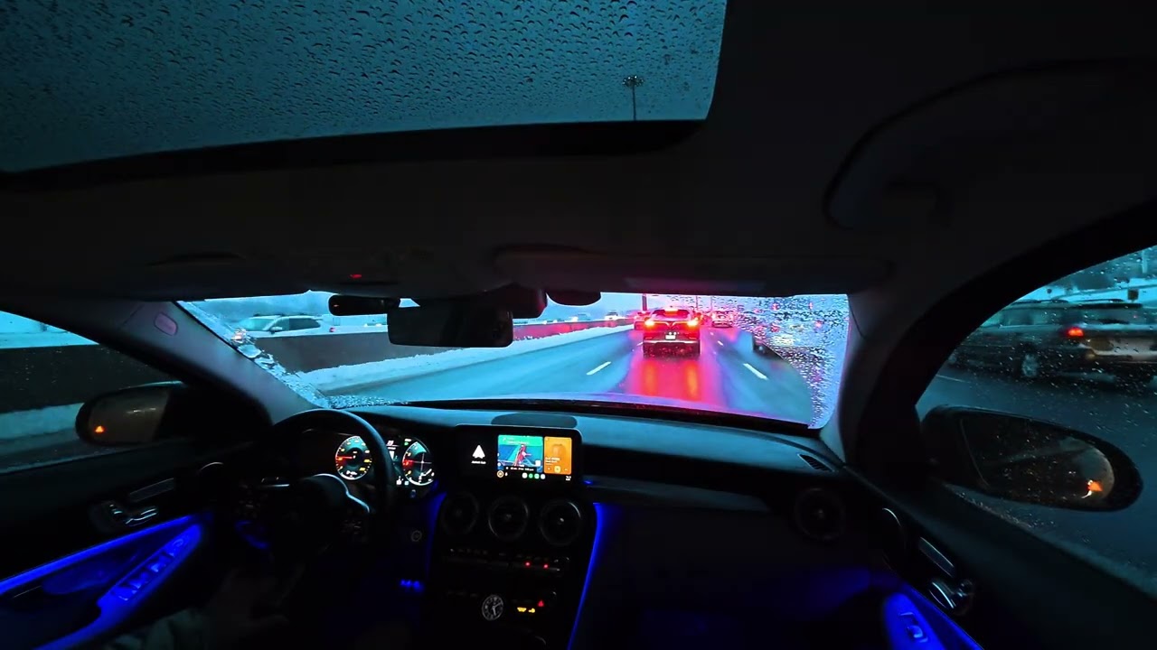 Night Drive in the Snow with a Smooth R&B Playlist