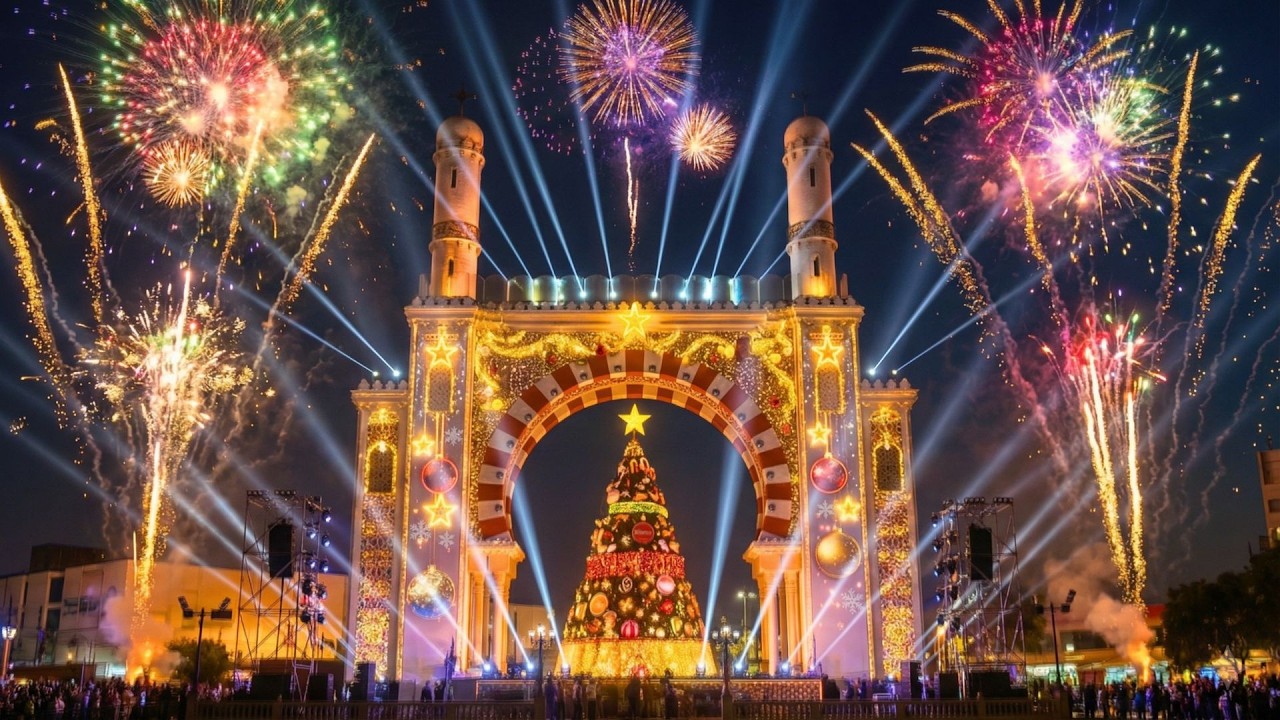 Friendship Park, Surco, Lima, Peru 2025 4K 🎄 Christmas: Tree Lighting and Fireworks