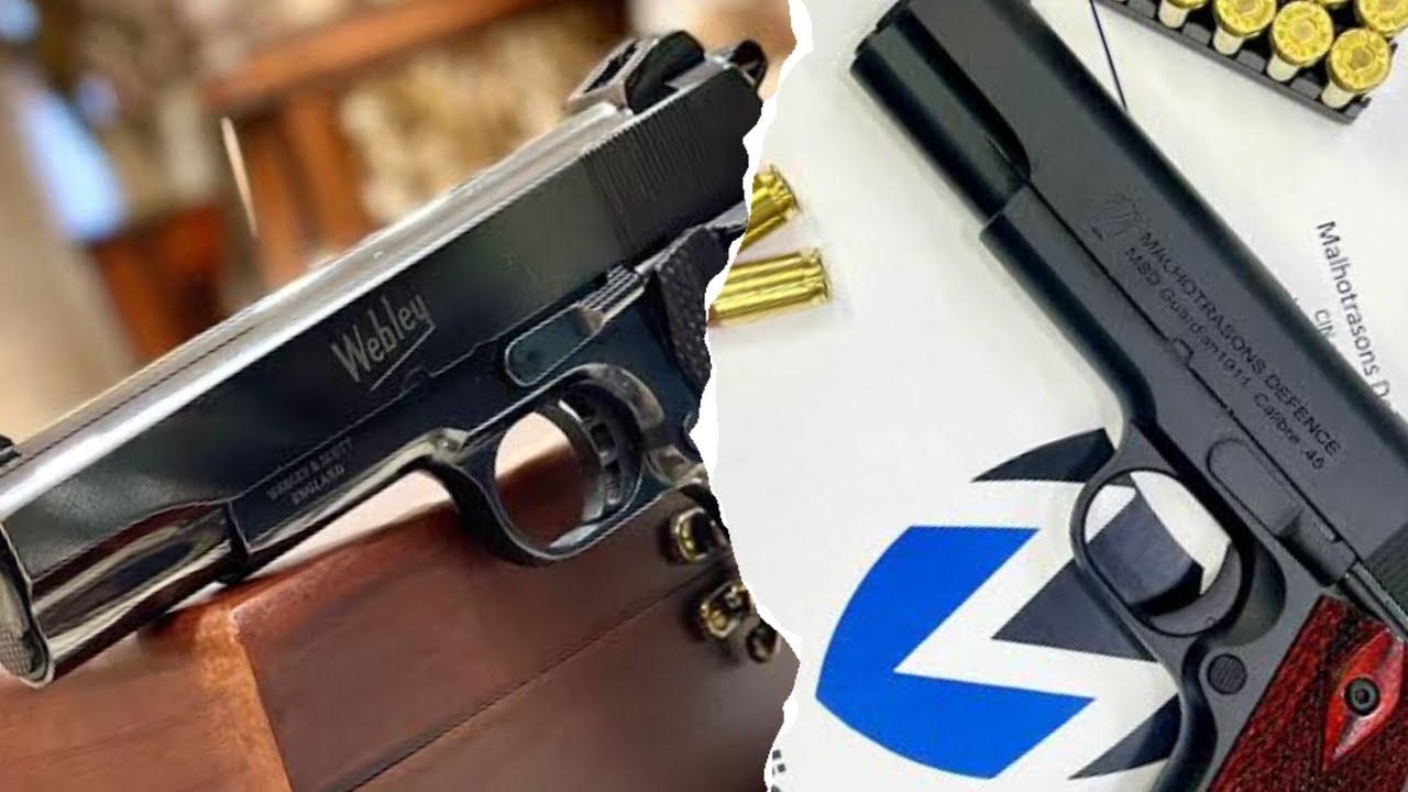 Compare Webley .45 vs MSD Guardian, Champion Pistol Malhotrasons Defence.
