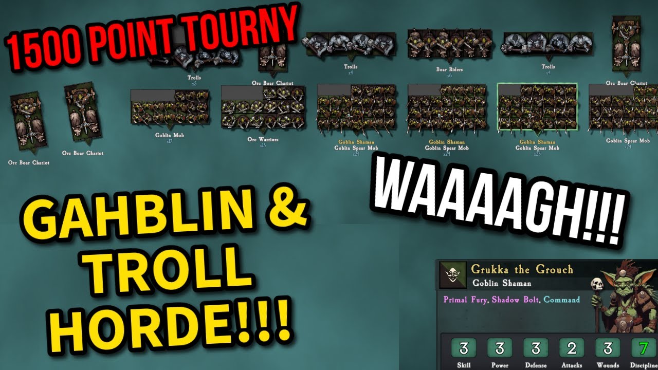 Warhammer-like PvP! SOVL 1500 tournament! Goblin and Troll Horde vs Dwarf Gunline!