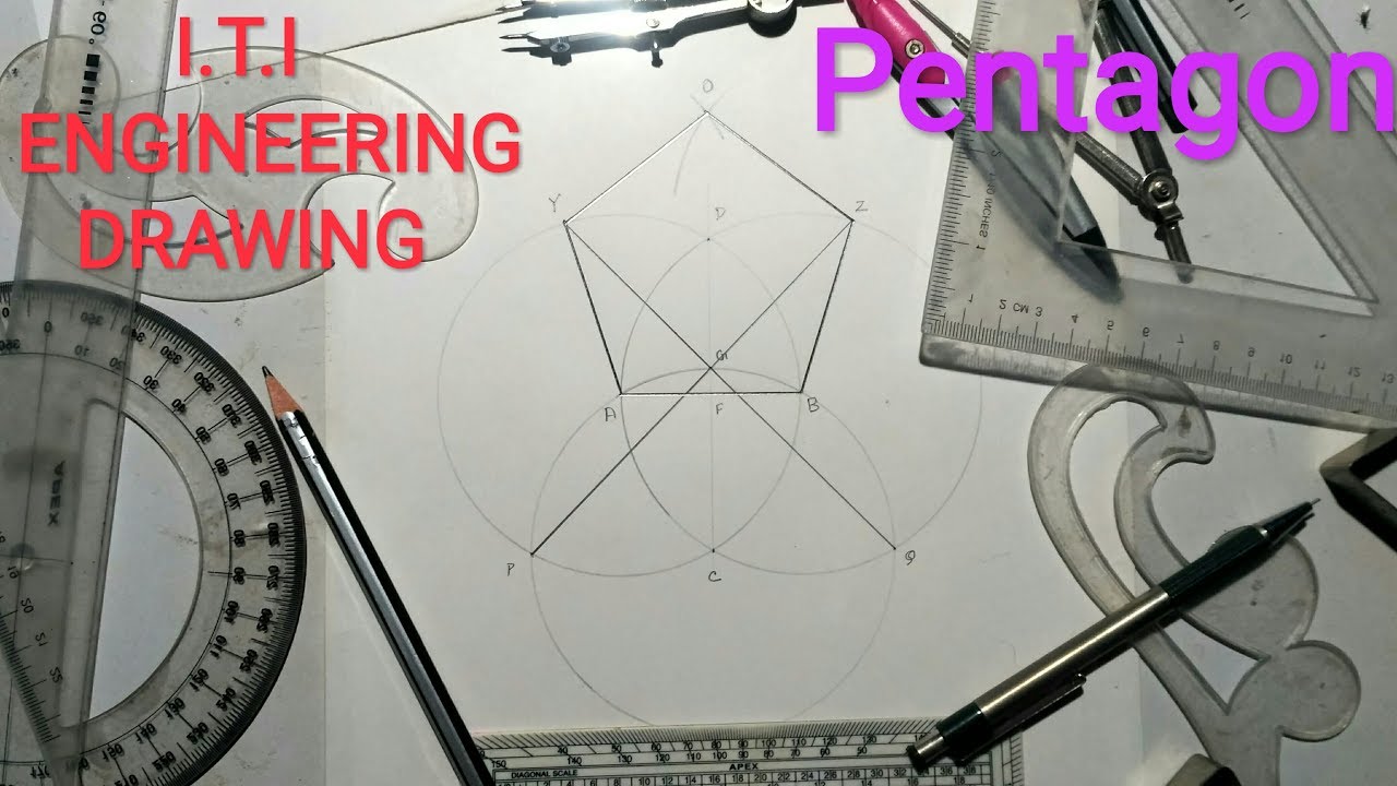 how to draw a pentagon with a compass || pentagon DRAWING ||