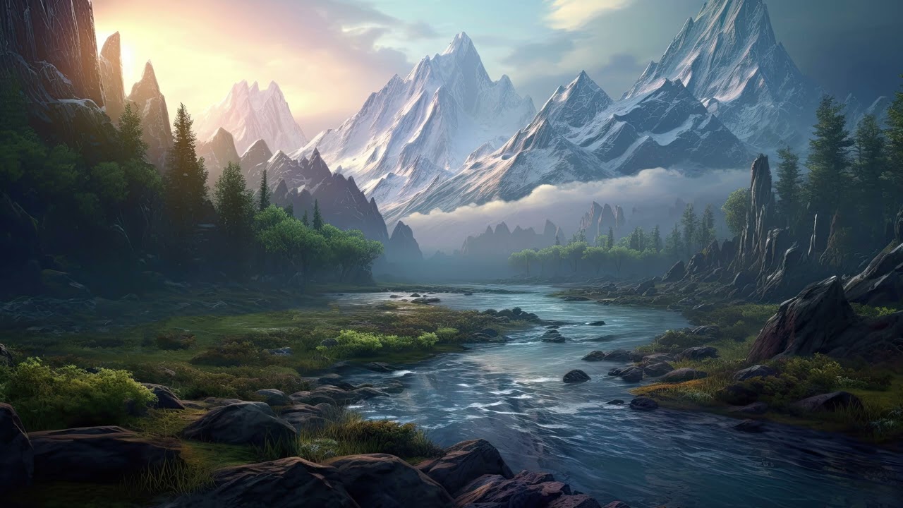 Relaxing Scenery with Calming Ambience #32 (Small River in the Morning)