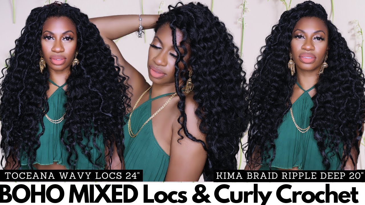 Кудрявые локоны NEO Mixed Boho Curly Locs &mdash; Harlem 125 Kima Braid Ripple Deep 20 дюймов и Toyotress Toceana Wavy Locs 24 дюйма