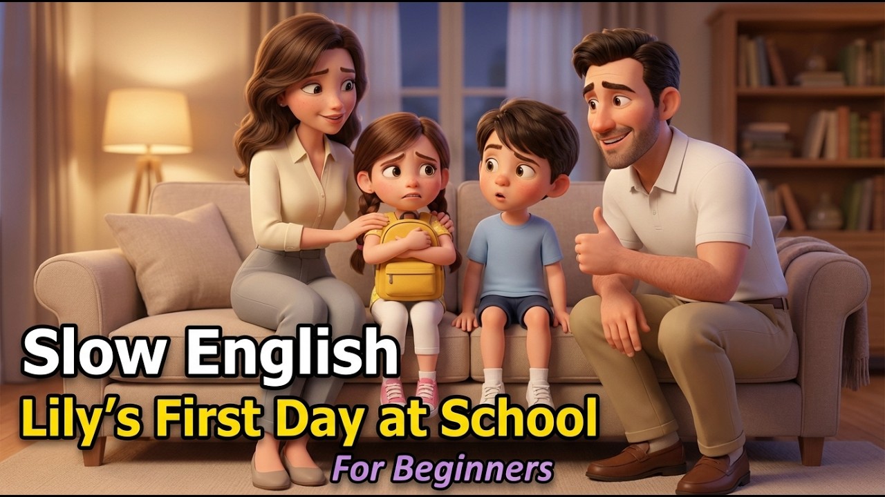 Lily's First Day at School | English Listening Practice for Beginners (A1 Level)
