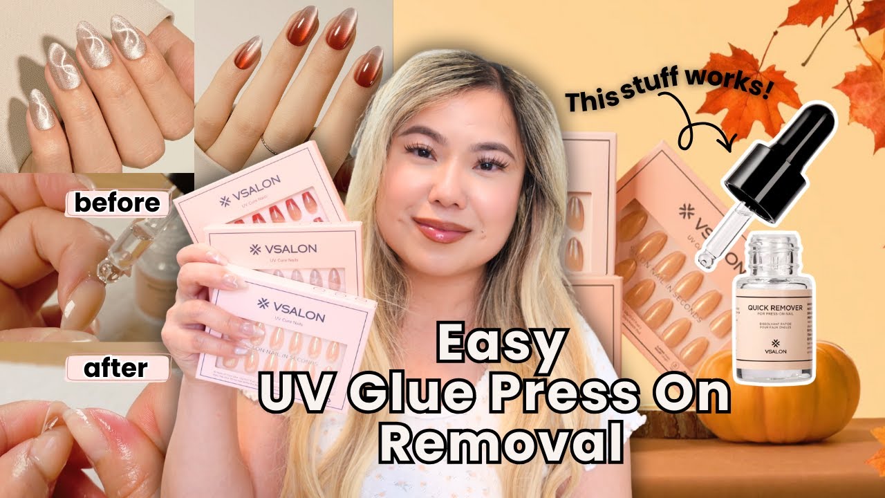Easy UV Glue Press On Nail Removal?! Full Vsalon Review