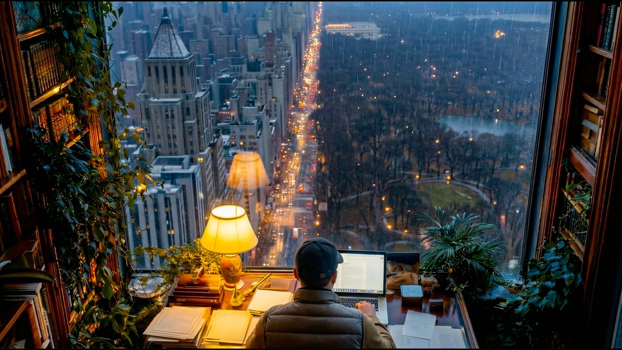 Rainy City Night Study Session 🌧️📚 | Cozy Apartment | 3 Hours Ambience