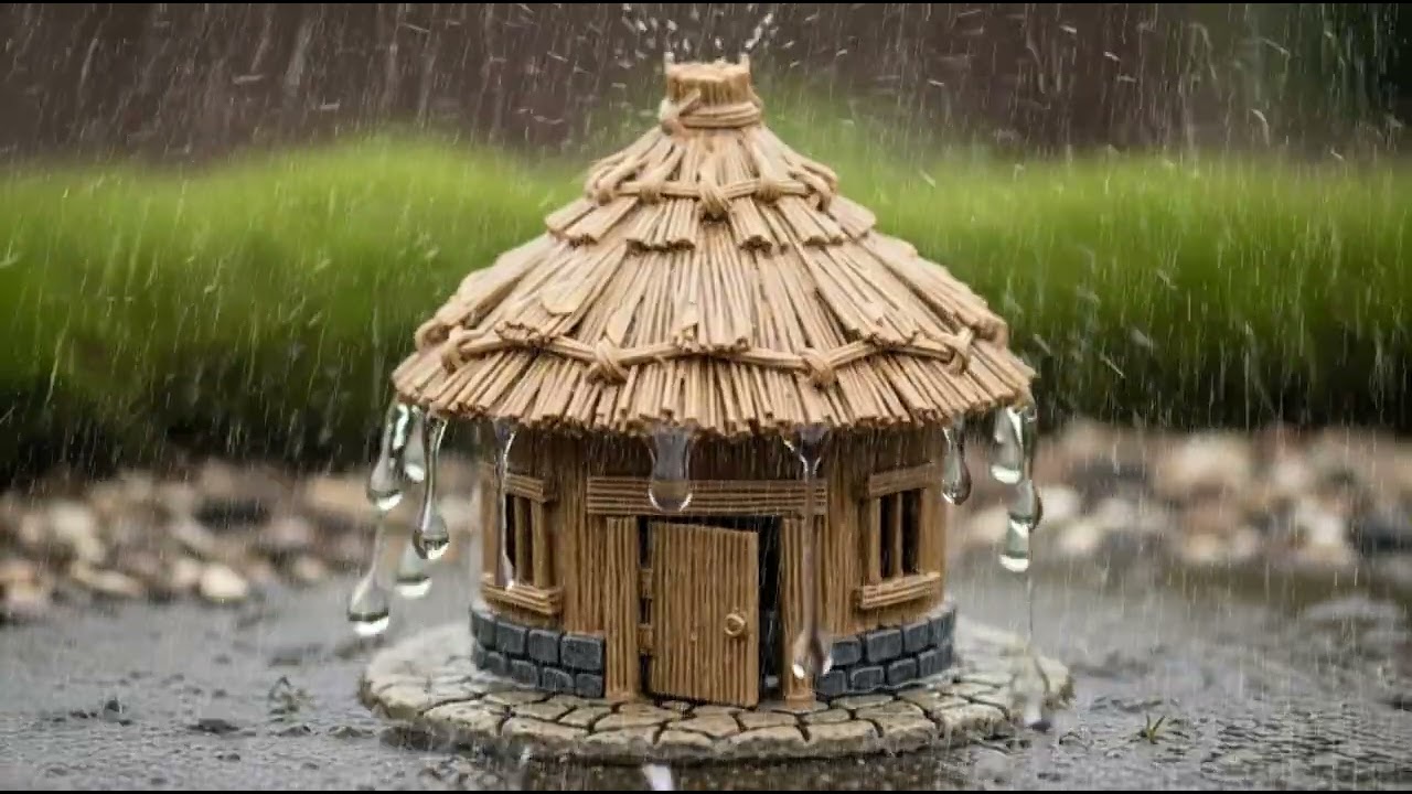 Gentle Tropical Rain in Front of a Bamboo House – Bright Rain Sounds for Calm Focus