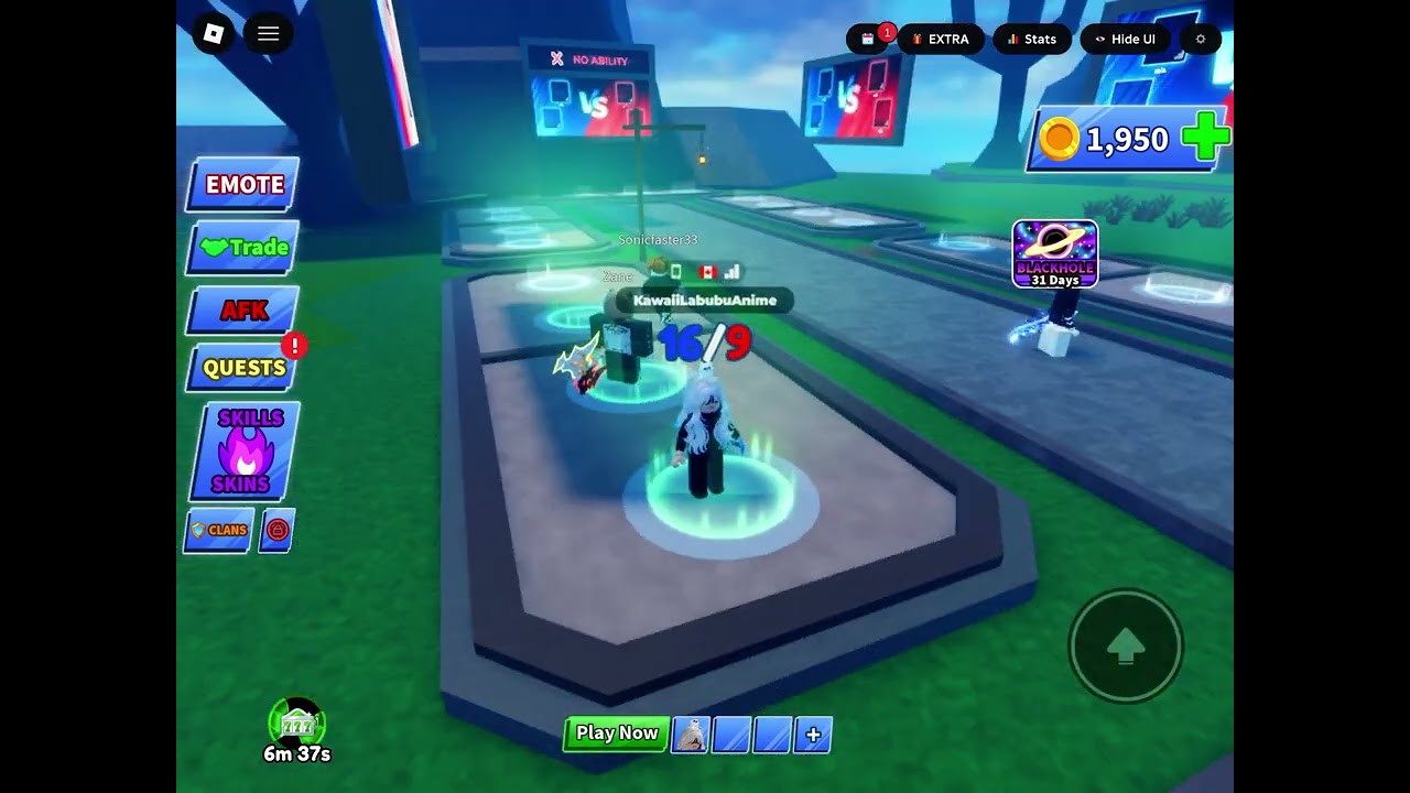 Playing blade ball!