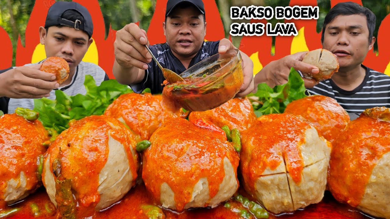 SODIK MUAL 🤣 MUKBANG 8 BAKSO BOGEM SIRAM SAUS SAMBAL LAVA + LALAPAN BI JENGOT