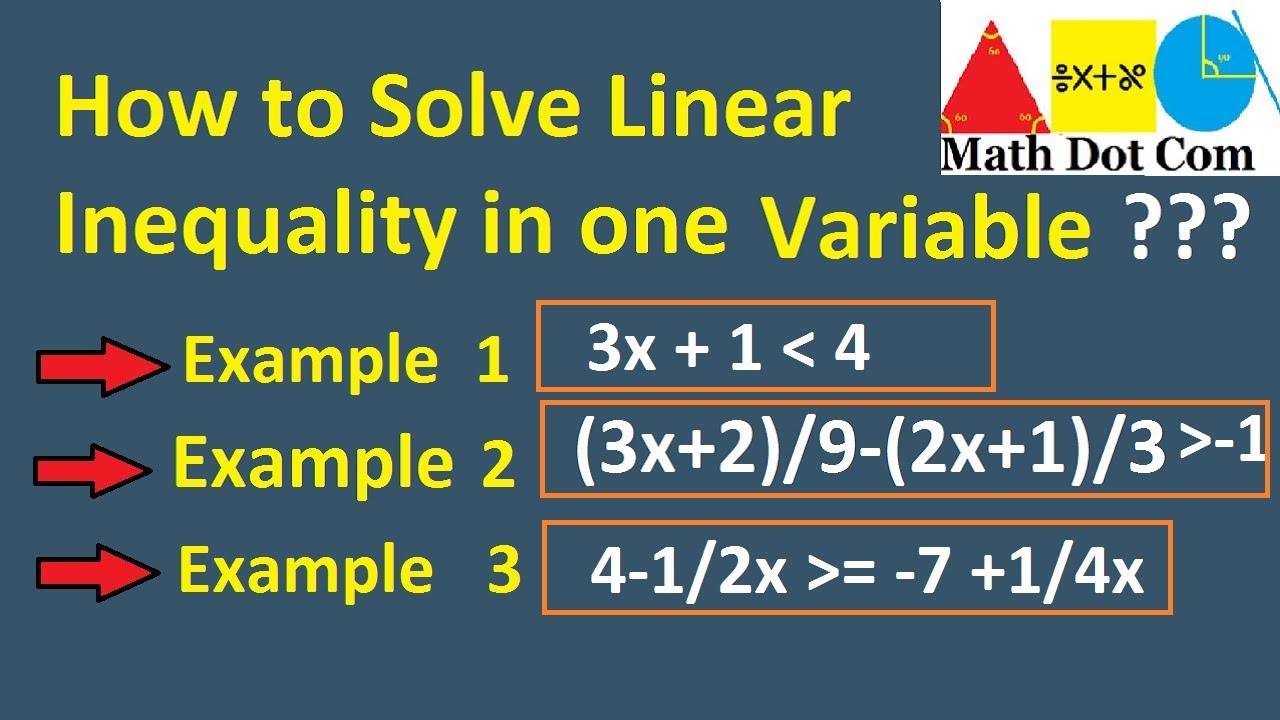 How to Solve Linear Inequality in one Variable | Linear Equations and Inequalities | Math Dot Com
