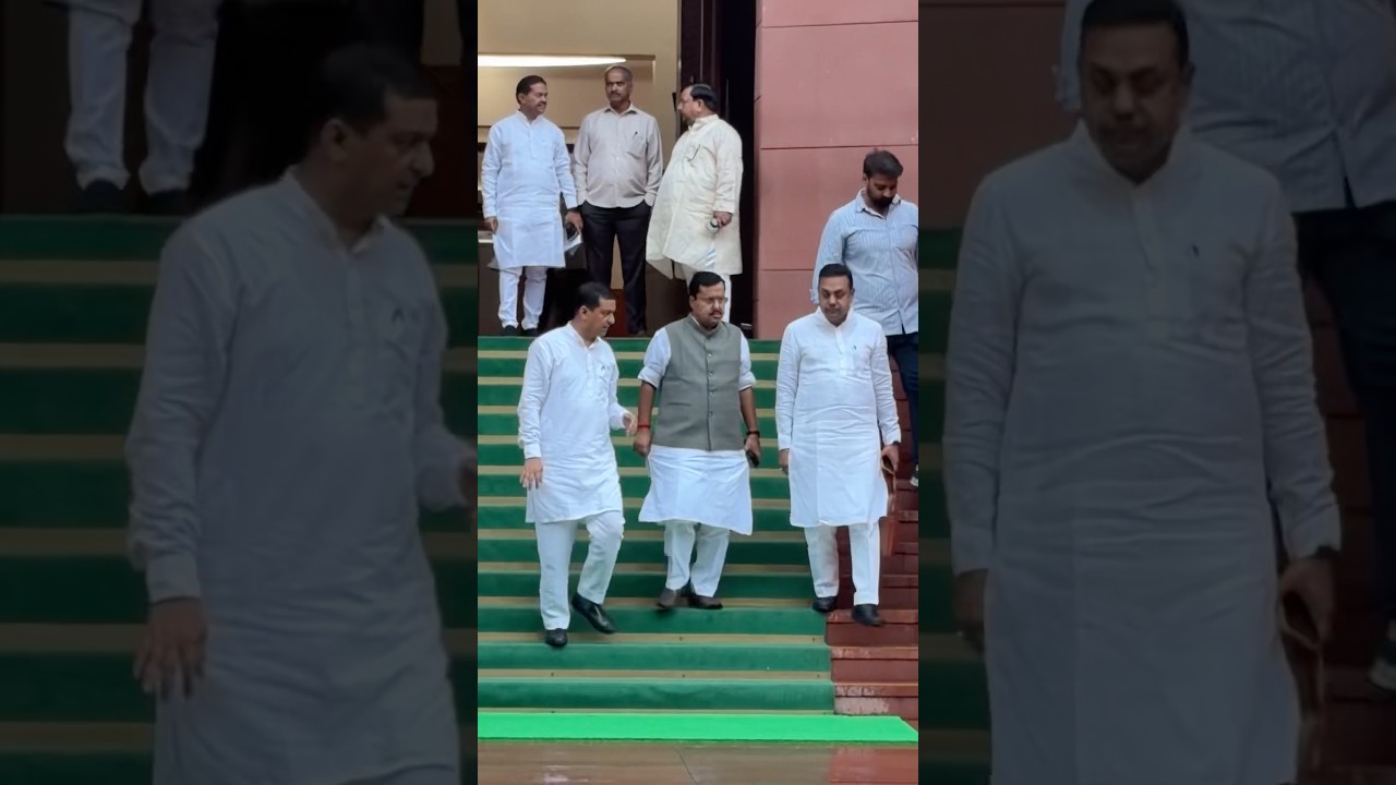 Sambit Patra, Nitin Nabin and Anil Baluni at Parliament