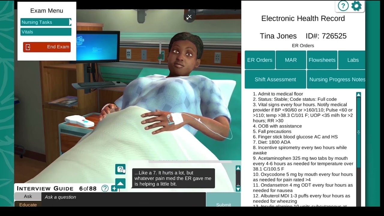 HEALTH HISTORY- Interview guide (Shadow Health)