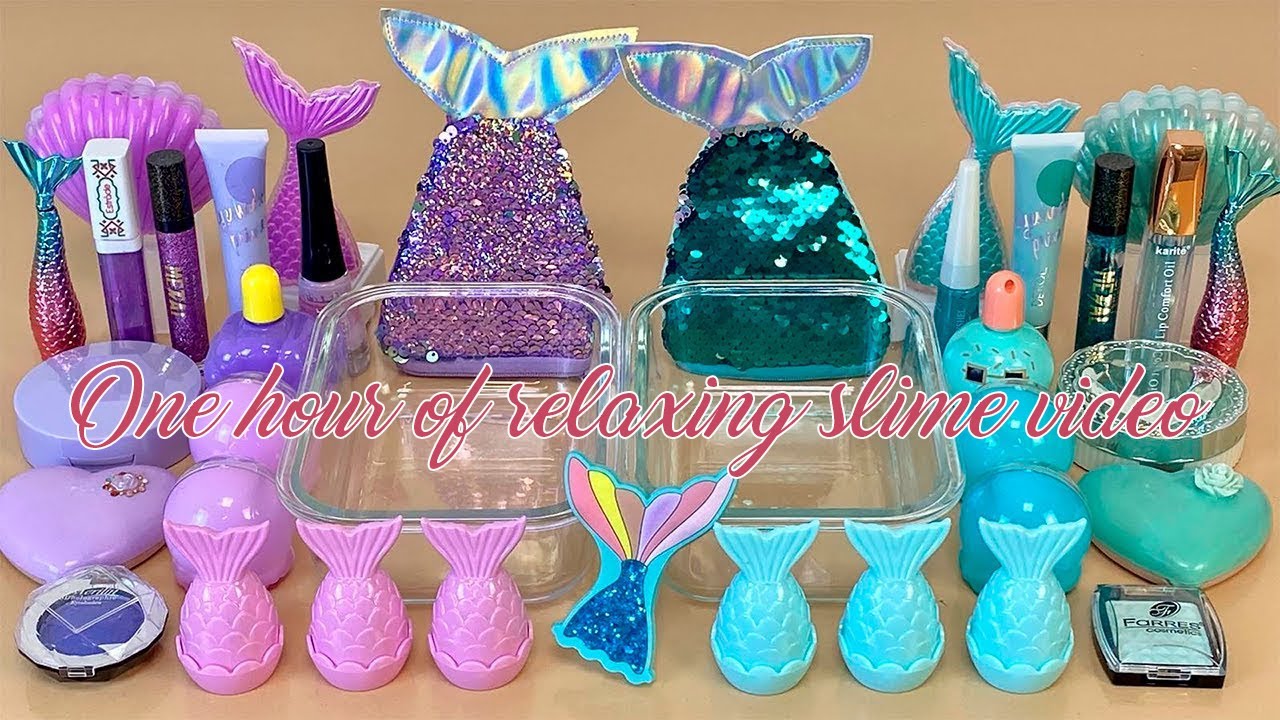 ASMR SLIME. Compilation slime. Mixing makeup, glitter, beads. Relaxing video.