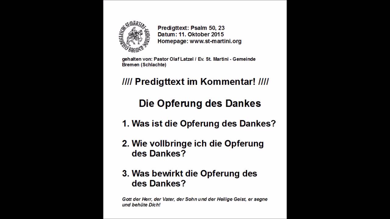 11.10.2015 - Die Opferung des Dankes!