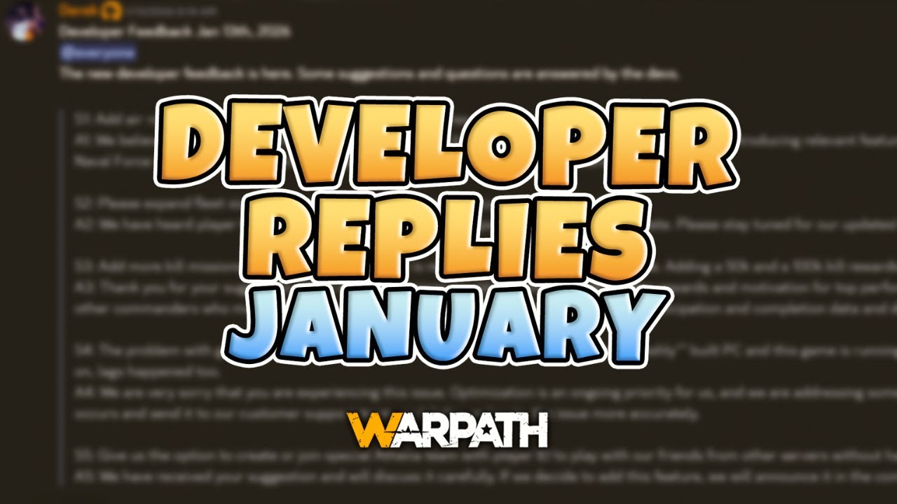 Warpath – January Developer Feedback Replies