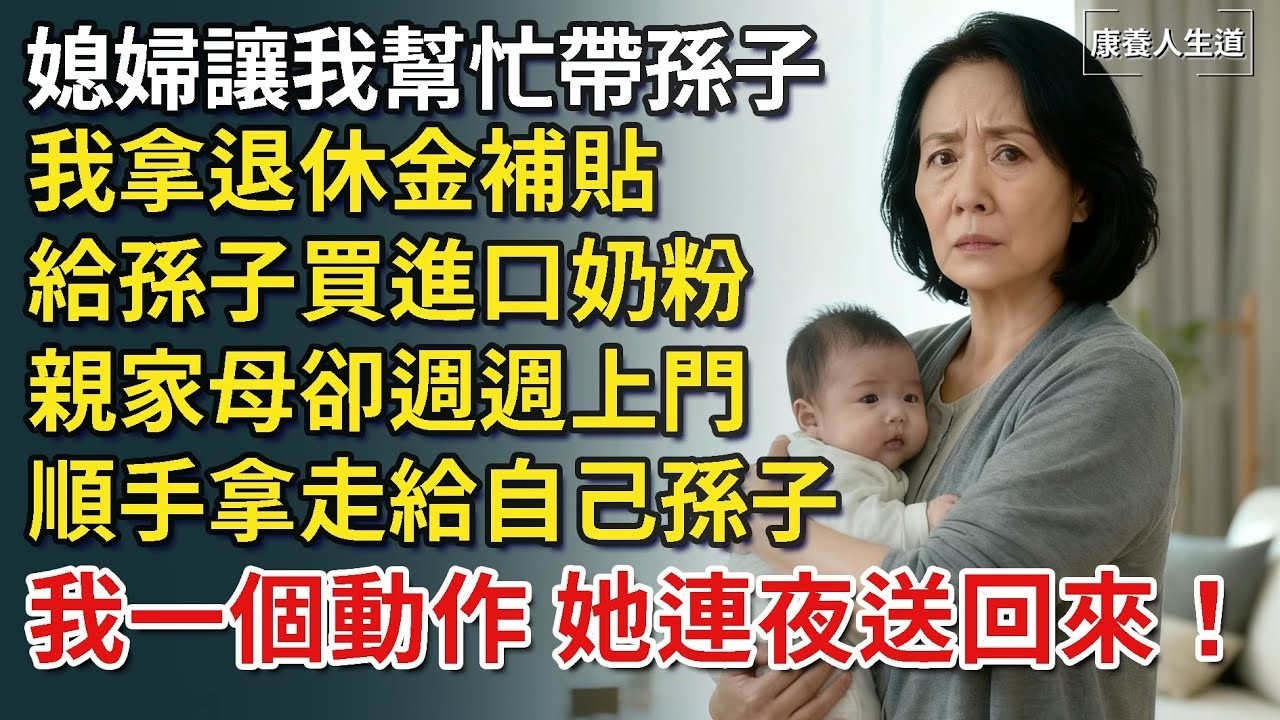 媳婦讓我幫忙帶孫子，我拿退休金補貼，給孫子買進口奶粉，親家母卻週週上門，順手拿走給自己孫子，我一個動作，她連夜送回來！【康養人生道】 #康養人生道 #上了年紀該明白的事 #養老 #聰明老人
