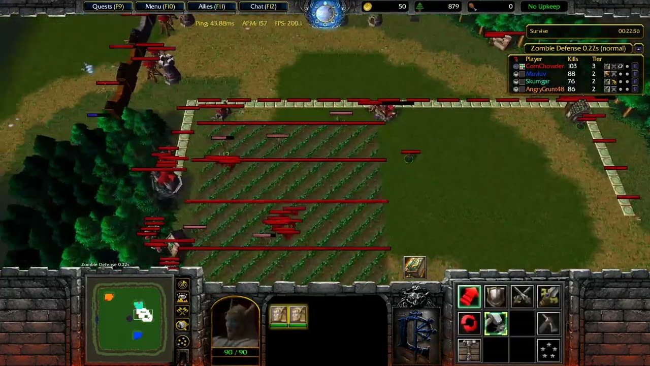 Warcraft 3 Arcade Map: Zombie Defense 0.22s Meadow