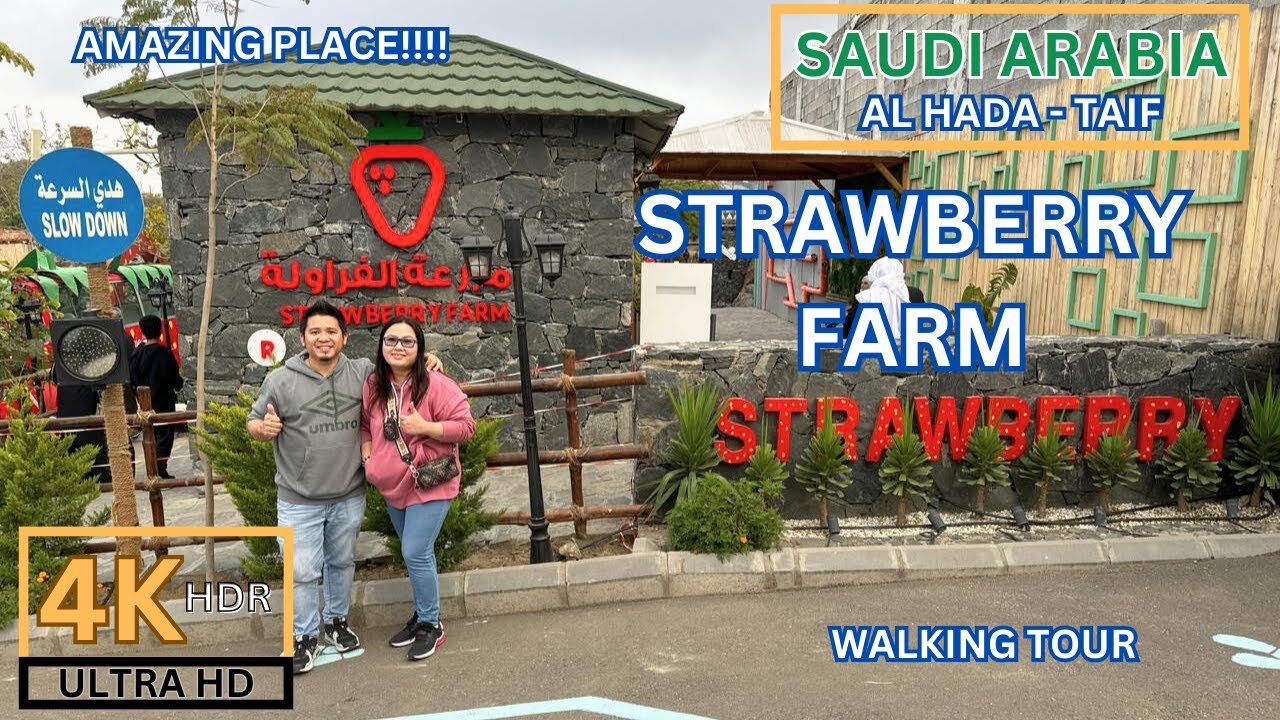 [4K] HDR Strawberry Farm Full Walking Tour-Al Hada Taif, KSA
