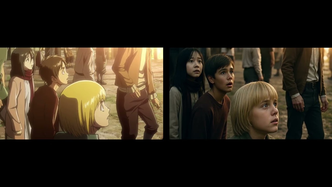 Attack on Titan Intro &ndash; Anime vs Live Action AI remake (Side-by-Side)