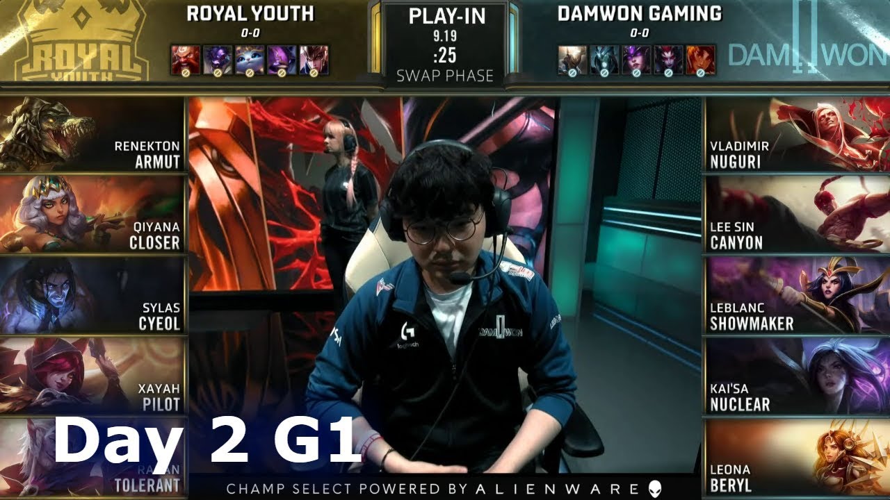 RY vs DWG | Day 2 Play-In Stage S9 LoL Worlds 2019 | Royal Youth vs DAMWON Gaming