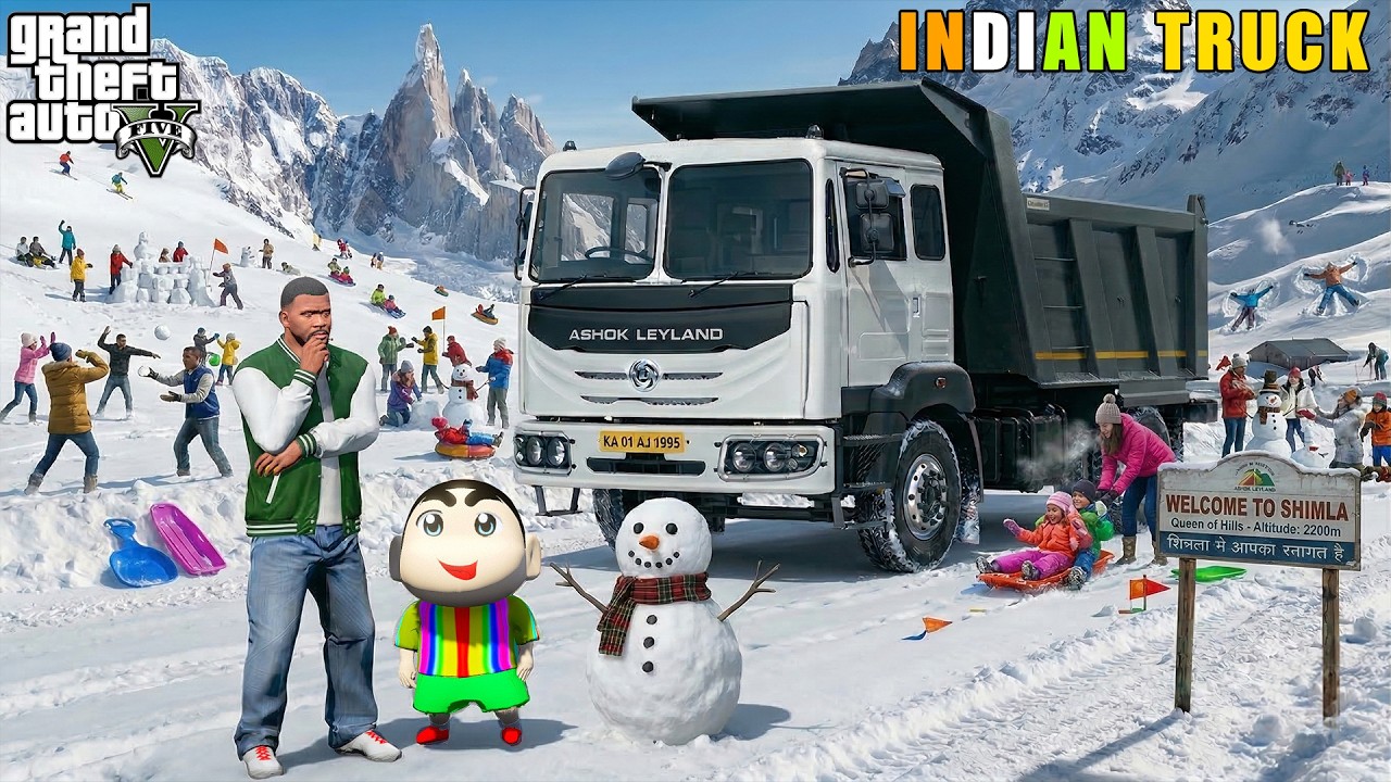 Franklin & Shinchan Going Shimla Trip In Indian Ashok Leyland Tipper Truck in GTA 5
