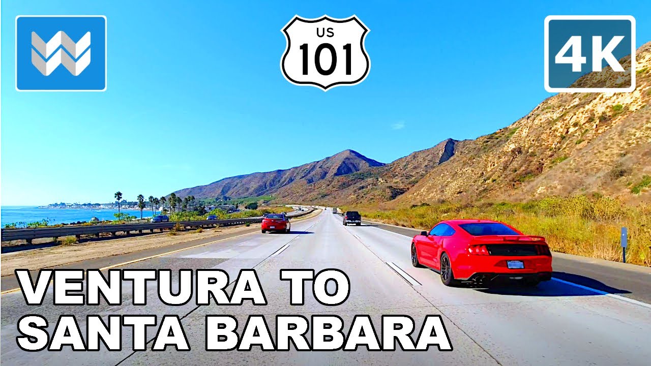 [4K] Ventura to Santa Barbara Drive via US 101 Hwy / PCH 1 / Ventura Freeway - California Road Trip