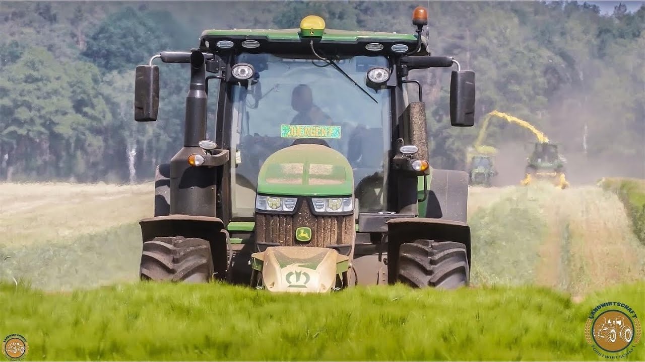 Roggen mähen John Deere 7310R  Krone Easy Cut  F 320 CV // 1.Schnitt  2019
