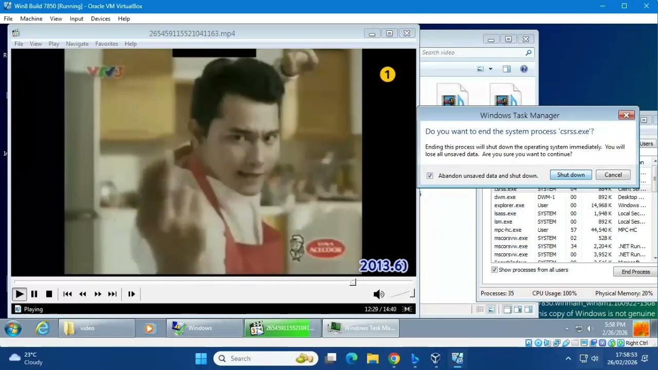 Windows 8 Build 7850 BSOD VM P1
